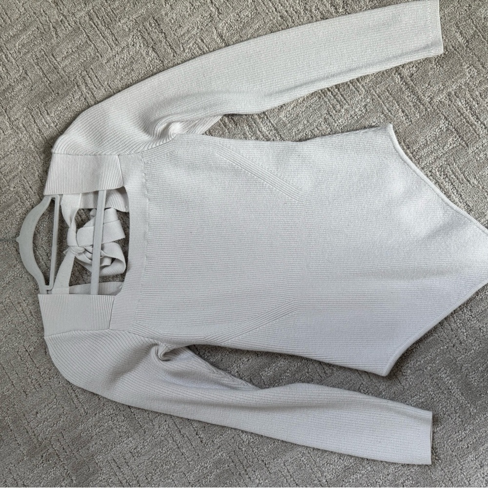 Abercrombie White Long Sleeve Bodysuit Sweater